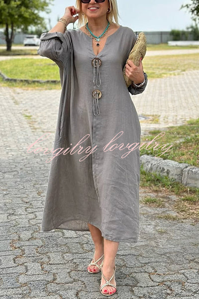 Amara | Button V-Neck Maxi