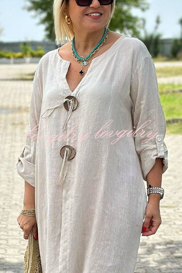 Amara | Button V-Neck Maxi