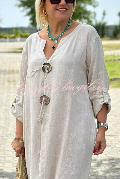 Amara | Button V-Neck Maxi
