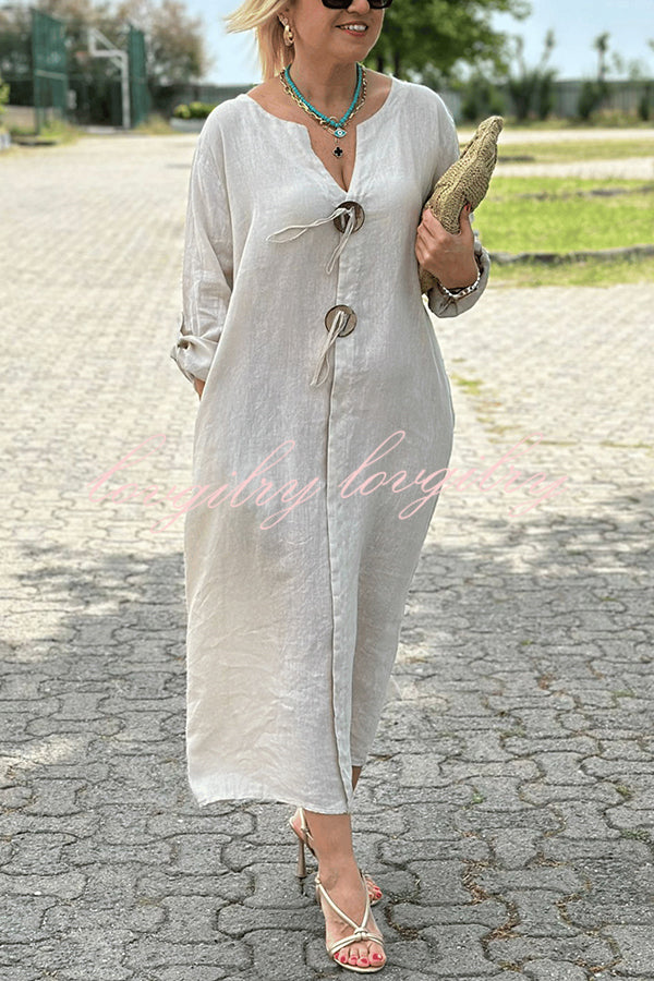 Amara | Button V-Neck Maxi