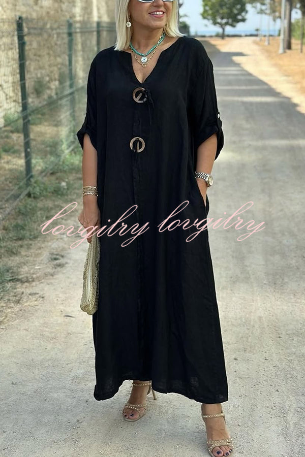 Amara | Button V-Neck Maxi