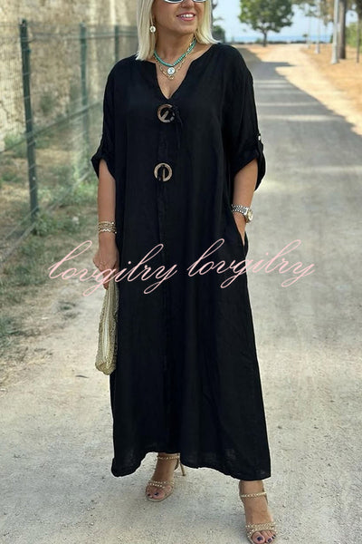 Amara | Button V-Neck Maxi
