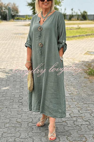 Amara | Button V-Neck Maxi