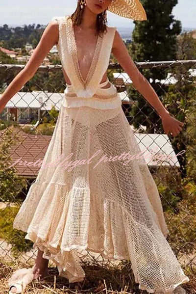 ELISE – BOHO LACE LAYERED MIDI DRESS 🤍✨