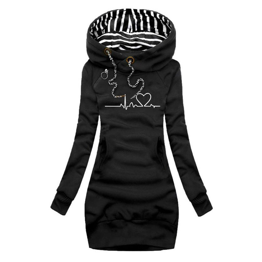 Mieke™ | Hoodie-jurk met hartslagprint