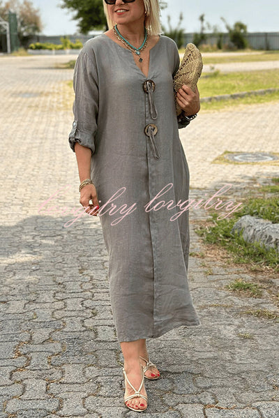 Amara | Button V-Neck Maxi