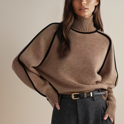 Koryn™ - Luxury Turtleneck with Contrasting Details