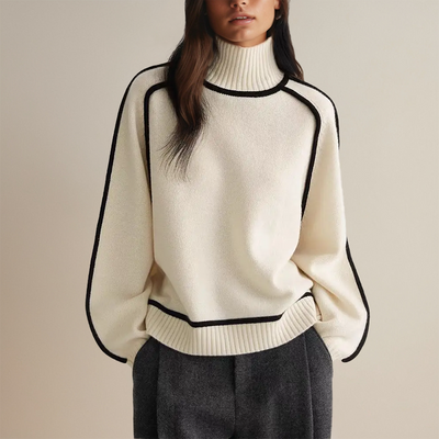 Koryn™ - Luxury Turtleneck with Contrasting Details