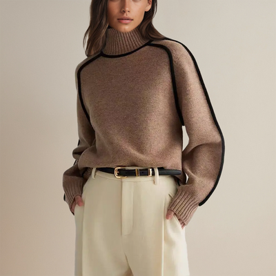 Koryn™ - Luxury Turtleneck with Contrasting Details