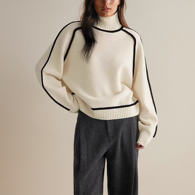 Koryn™ - Luxury Turtleneck with Contrasting Details